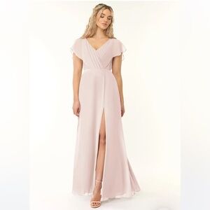 Azazie Rylee Rose Petal A-Line Pleated Chiffon Dress
